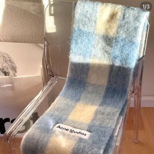 Acne Studios rare blue and cream oversized scarf